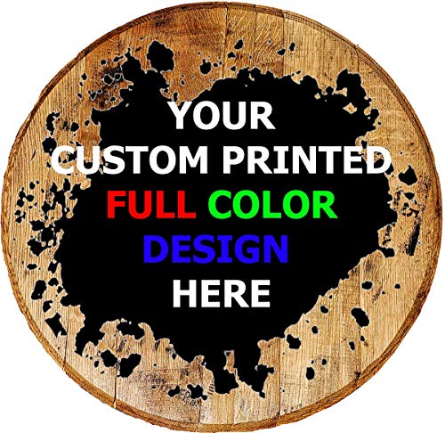 Personalized Man Cave Signs - Authentic Whiskey Barrel Head Full Custom Sign Gifts - Wood Wall Art