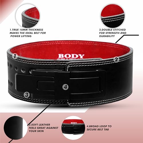 Image of Suede Leather Weight Lifting Belt for Men & Women | Lever Buckle Powerlifting Gym Belt for Back Support | Heavy Duty Workout Belt for Squats, Deadlifts