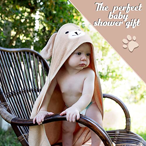 Foreverpure Baby Hooded Towel 100% Organic Bamboo Cotton, Super Absorbent, For Boys And Girls. Ultra Soft, X-Large, 35 X 35 Inches. Perfect With Washcloth And Greeting Card (Brown) #TOP4