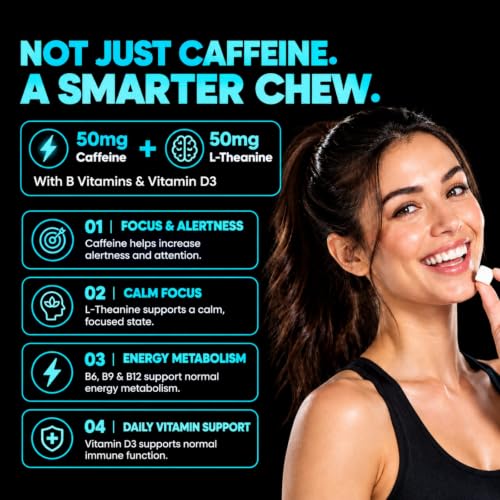 DC24 DAILYCARE Caffeine Energy Gum, 50mg Caffeine, Polar Mint, 40 Count | Natural Guarana Extract, Aspartame Free, Engergy Booster - image 3