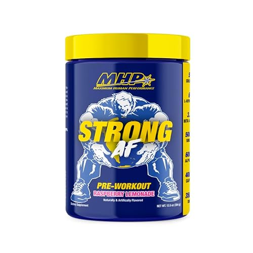 MHP Strong AF, Pre-Workout, Muscle Building, Strength, Performance, Creatine, Shilajit, Beta Alanine, Citrulline, Alpha-GPC, Raspberry Lemonade, 40 Servings