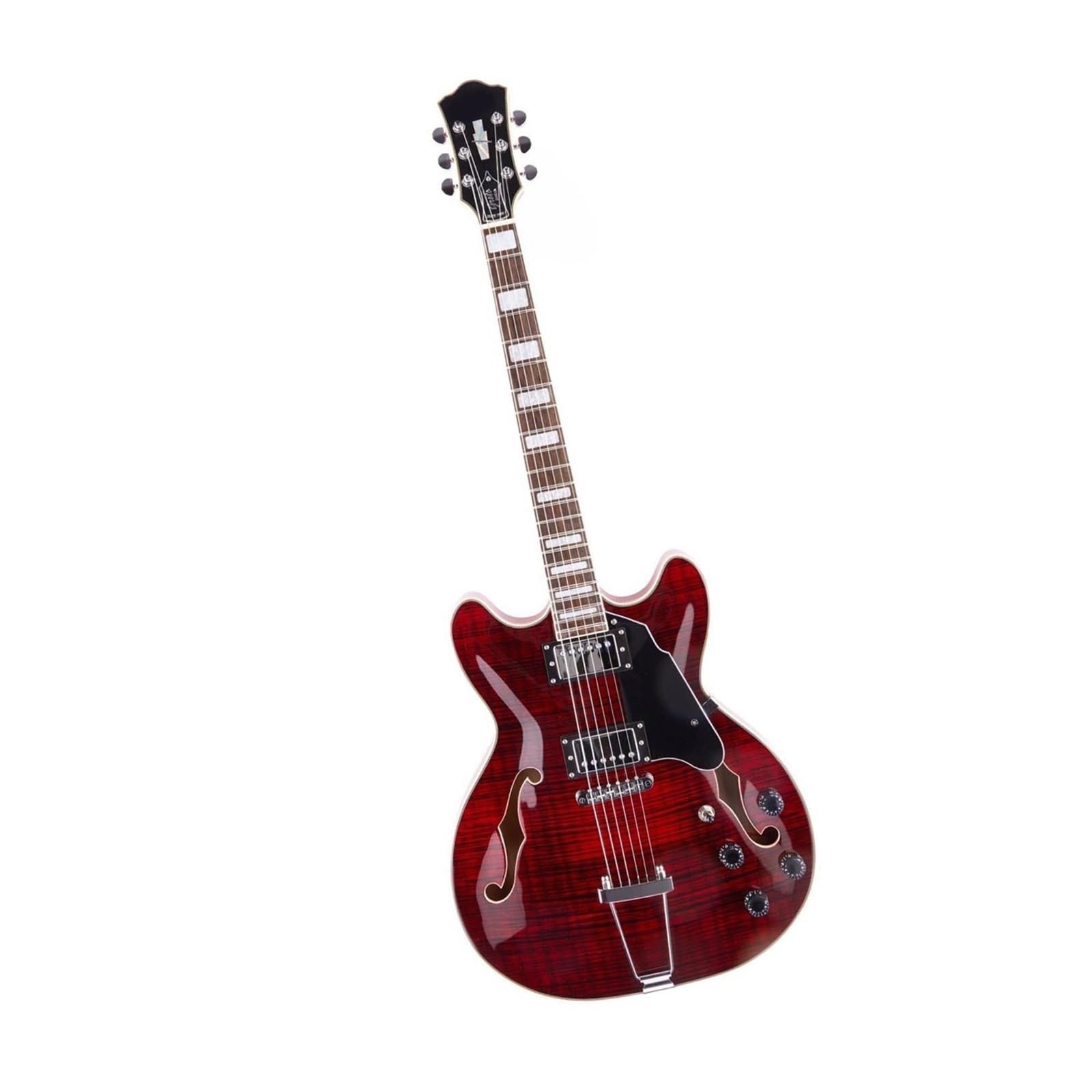 Guitare Électrique Adultes Guitare Électrique Semi-hollow Body 6 Cordes Taille Standard Avec Étui(Red)