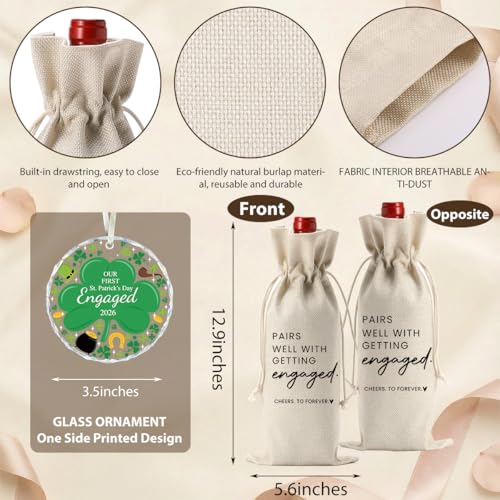 Image of Engaged Gifts Engagement Gifts for Couples Her, Engagement Party Decorations for Women Couple Bride Our St. Patrick's Day Engaged Wine Bag Acrylic Ornament 2026