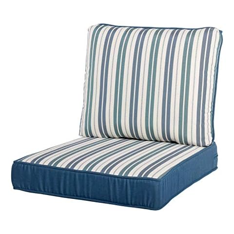 Quality Outdoor Living 23 x 26 Chair Cushion, 23x26, Machine Blue Stripe Cover