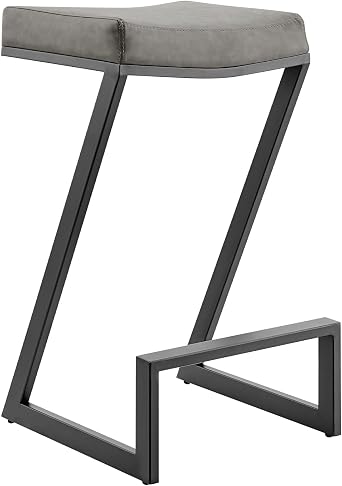 Armen Living Atlantis Backless Faux Leather and Brushed Stainless Steel Bar Stool