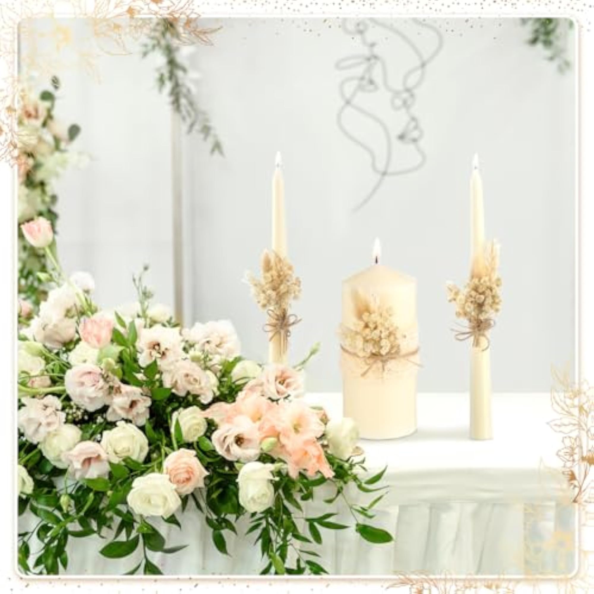 3pc Rustic Unity Candles Wedding Ceremony Set