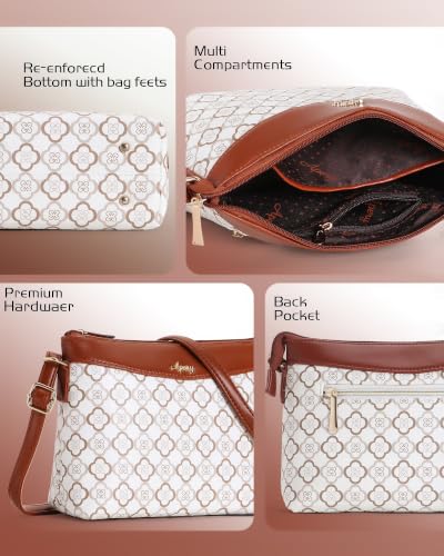 Image of Apery Elegant Printed Sling Bag | Two-Tone Faux Leather Shoulder Purse with Adjustable Strap