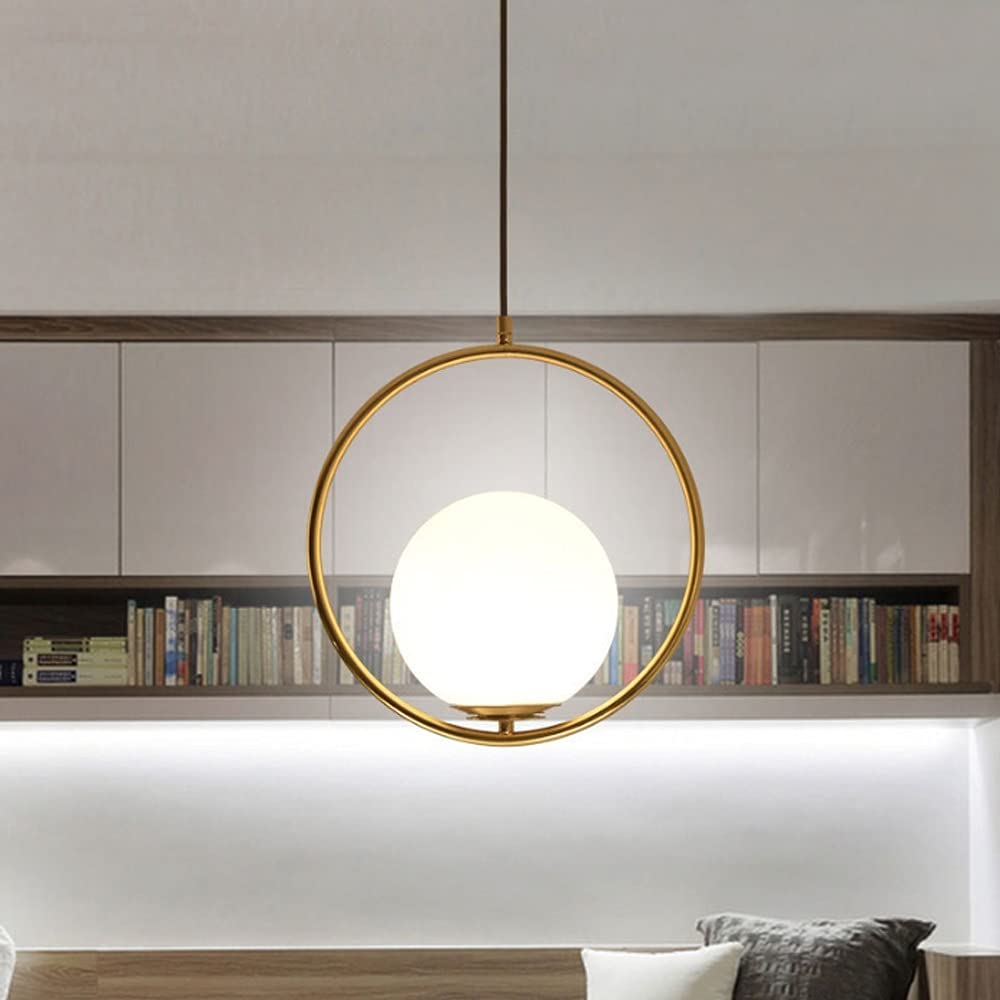 SXECAEPS Gold/Black 1-Light Chandeliers Lighting Indoor Ceiling Light Fixture Post-Glass Chandelier Round Pendant Globe Lights Brushed Brass Interesting