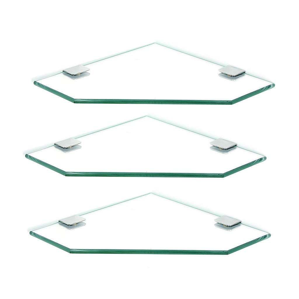 sdneNest Corner Glass Shelf Bathroom Wall Mounted Shower Caddy Basket Storage Organizer 7MM Tempered Glass Triangular Shelves 3