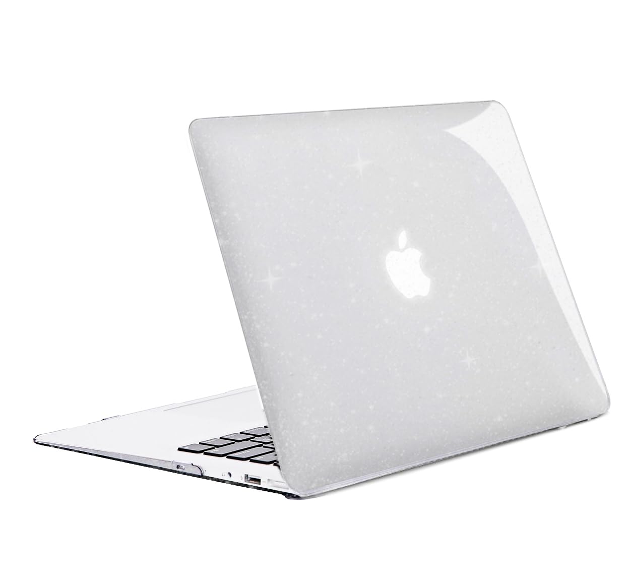 TECOOL Cover compatibile con vecchio MacBook Air 13 Pollici 2017-2010 (A1466 1369), Custodia Rigida Protettiva Sottile in Plastica Superficie Lucida e Copritastiera UE, Glitter