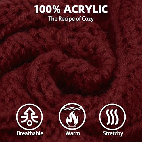 Image of PUPTECK Dog Sweater, Turtleneck Warm Knitted Pullover Coat, Thick Cable Knitwear Clothes in Winter, Pet Apparel Outfits for Small Medium Dogs, for Cold Weather Indoor & Outdoor, Deep Red M