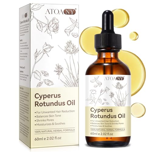 Cacukn Cyperus Rotundus Oil, Cypress Rotundus Oil for Hair Removal, Naturally Reduce Unwanted Hair Growth, Reducing Body Hair Growth, For All Skin Types, Non-irritating Formula, 2 Fl.oz
