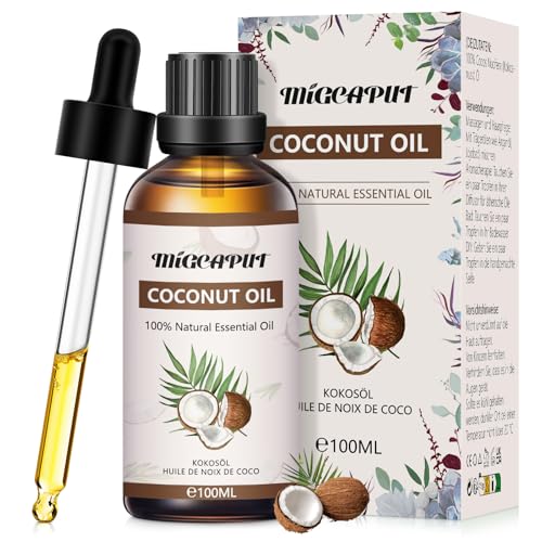 Migcaput Kokosnussöl 100ml, Naturrein Kokosnuss Aroma Öl Duftöl für Diffuser, Massage, Seifenherstellung