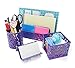 EasyPAG Desk Organizer Set - Pencil Holder Letter Sorter File Holder Business Card Holder and Sticky Note Holder, Purple