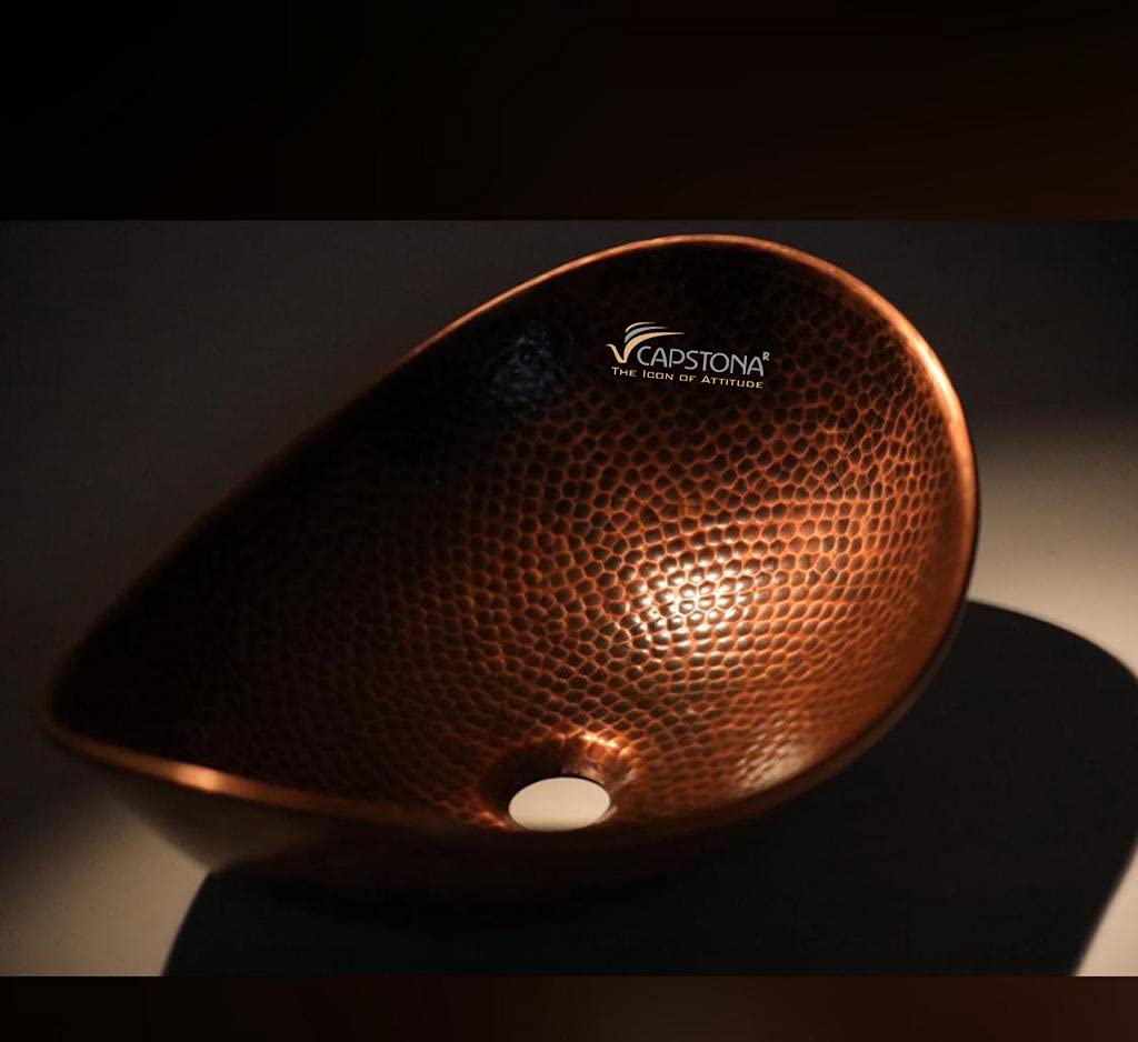 Capstona Brass Anant Bathroom Sink Designer Tabletop/Counter top Brass Metal Washbasin 19 x 14 x 4 Inches