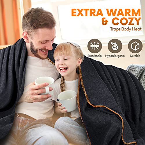 Jmr Usa Inc. Military Wool Blanket For Camping, Emergency And Everyday Use, Fire Retardant Extra Thick And Warm Outdoor Wool Blanket, 70% Wool, Navy, Size 62X84. #TOP4