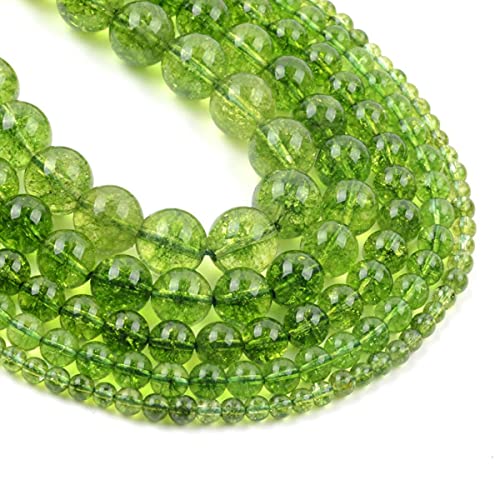 4 6 8 10 12 mm Peridoto verde natural Cuentas de piedra de cristal para hacer joyas Perlas espaciadoras sueltas redondas Accesorios de pulsera de bricolaje 15 "-8 mm Aproximadamente 46 piezas Cover