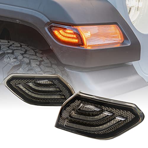 TRUE MODS Front Fender LED Side Marker Light Replacement for Jeep 2018+ Wrangler JL Gladiator JT [Smoked Lens] [Plug-n-Play] Waterproof Turn Signal Parking Corner Light Accessories