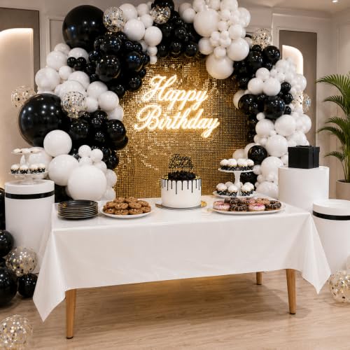 Image of Blue Orchards White Plastic Table Cover (Pack of 3 with 20 Glue dots) - 54 inch x 108 inch - White Waterproof & Disposable Tabcloth for Wedding, Bridal Shower, Baby Shower, Party Supplies, Decoration