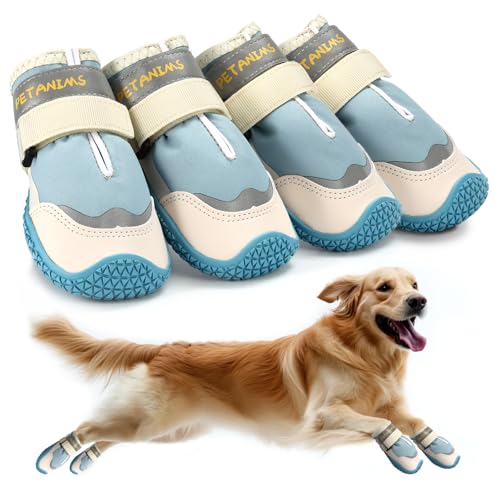 Dog-Shoes-for-Large-Dogs-Medium-Dog-Boots-Paw-Protectors-for-Winter-Snow-Waterproof-Dog-Booties-for-Hot-Pavement-Hardwood-Floors-for-Rainy-Blue-Size-3 Dog Shoes for Large Dogs Medium Dog Boots Paw Protectors for Winter Snow Waterproof Dog Booties for Hot Pavement Hardwood Floors for Rainy Blue Size 3