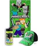 MARUKATSU Minecraft Pack Playa Niño Completo Toalla 140x70 cm + Gorra Ajustable...