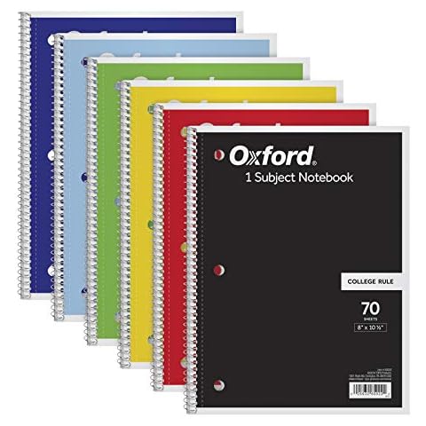 Oxford Spiral Notebook 6 Pack Cover