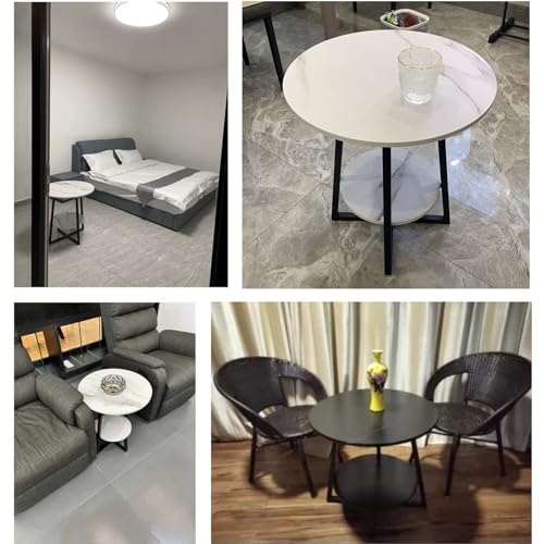 Table d'appoint ronde noire à 2 niveaux pour optimiser le salon - 8