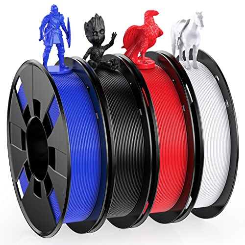 Filament PLA 4 Couleurs pour Imprimante 3D, WEEFUN Filament PLA 1.75mm MatÃ©riel d'Impression 3D, Quatre Couleurs Noir/Blanc/Rouge/Bleu, Filaments PLA pour Imprimante 3D, 4 Bobines, Total 1KG
