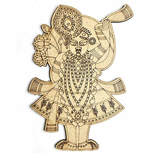 Image of Adikala MDF Shreenath ji Engraved Design Cutout for DIY Art & Craft