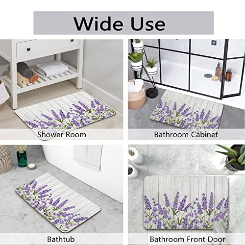 Twyt Decor Lavender Watercolor Floral Imitation Cashmere Bathroom Mat Rug -Rubber Non Slip Quick Dry Super Absorbent Thin Bathroom Rugs For Bathtub Shower Room Sink (17" L X 27" W Purple) #TOP6