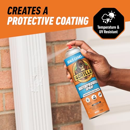 Gorilla Waterproof Patch & Seal Rubberized Sealant Spray, White, 14 Ounce (Pack of 1) - Seals Out Water, Air, and Moisture - Thumbnail 5
