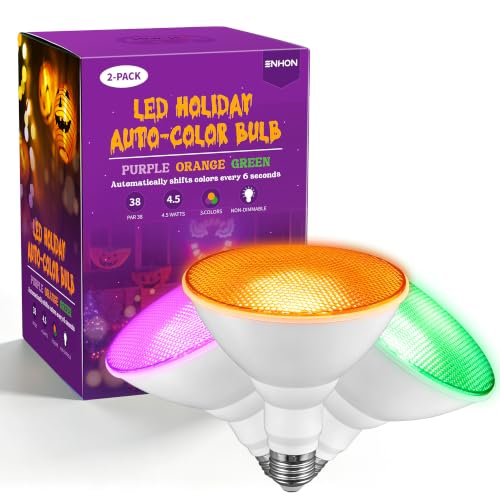 Enhon 2 Pack Halloween Automatic Color Changing Bulb PAR38 Floodlight Bulb by Enhon - Used condition - US$18.71