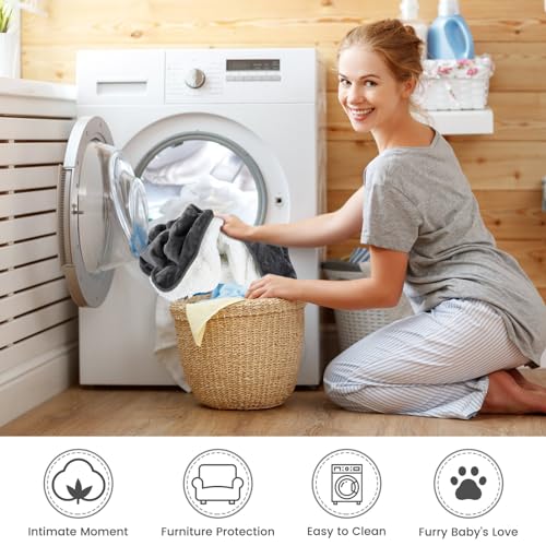 PETTOM Fleece Hundedecke wasserdichte Haustierdecken, weicher Plüschüberwurf für Katzen Welpen Schützt Couch, Stühle, Auto oder Bett vor Verschütten, Flecken - Maschine waschbar, 152 x 127 cm,Grau