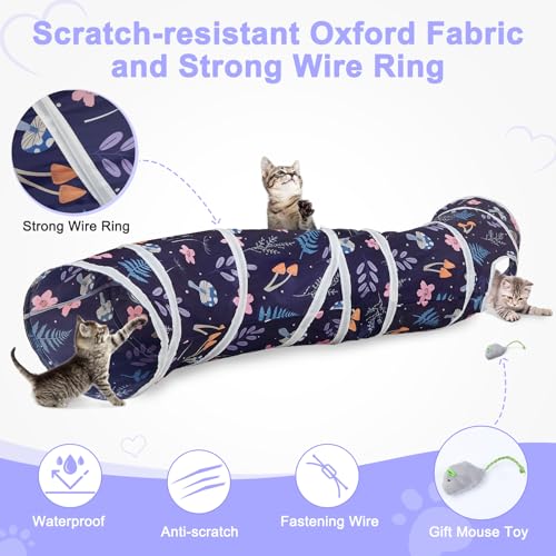 Image of Glittme Cat Tunnel - S-Shape Peekaboo Cat Cave with Toys, Foldable Tubes for Indoor Pets