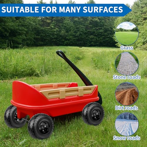 Image of 4.10 /3.50-4 Tires and Wheels Flat Free 10 Inch Solid Tires Replacement with 5 /8 inch Axle Bore Hole, 16 Spacers 8 Pins, for Cart, Garden Wagon, Wheelbarrow, Hand Truck, Trolley, Lawn Mower, 4P