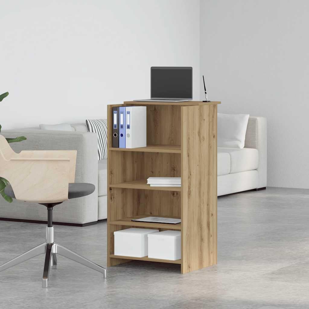 Bancone da ricevimento in rovere Artisan, 55 x 50 x 103,5 cm, con ripiano, spazio e banconi, segretario versatile per ufficio, casa, studio, ergonomico e salvaspazio