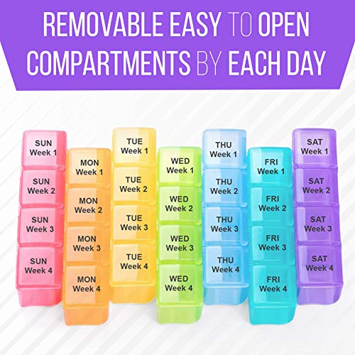 Monthly Pill Organizer, Pill Box, Medicine Organizer, 4 Weekly Pill Organizer, Pill Container, Vitamin Organizer, Travel Pill Container, Medication Organizer Pill Holder, Large Pill Organizer #TOP2
