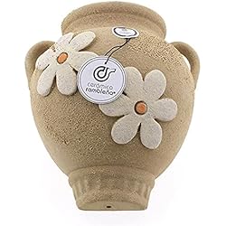 CERÁMICA RAMBLEÑA | Maceta Colgante orza | Maceta de Barro para Colgar | Maceta Pared orza marrón Decorada - Modelo D35 | 100% Decorada a Mano | 21x16x23 cm