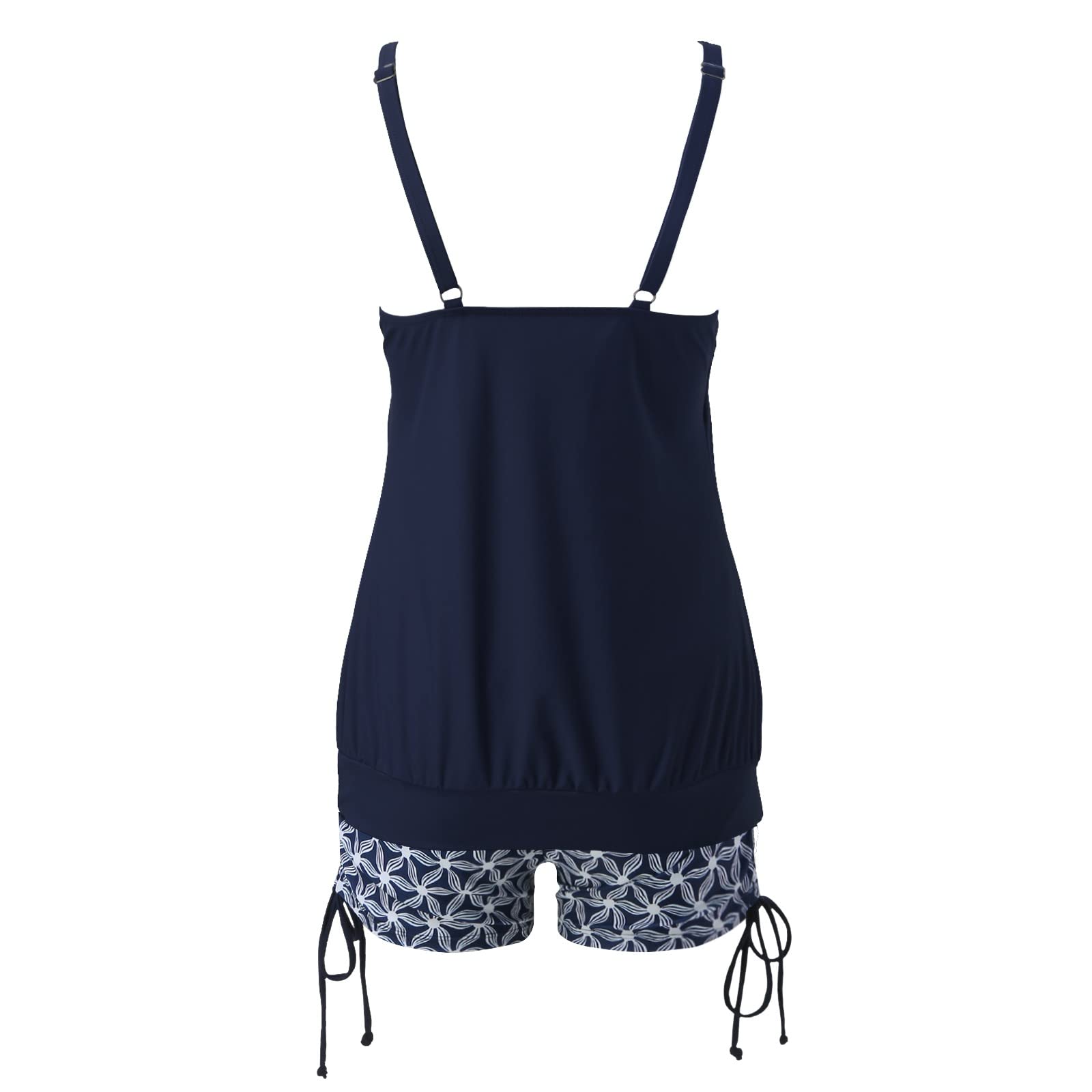 Top da bagno da donna push-up con pantaloncini costumi da bagno fluidi Indietro per la libertà increspato Tankini Costume da bagno Plus Size Costumi da bagno per le donne Tankini Costumi da bagno