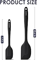 Vista 2 de Heat Resistant 600℉ Silicone Spatula, BPA Free Mixing Spatulas set Dishwasher Safe for Nonstick Cookware, Black