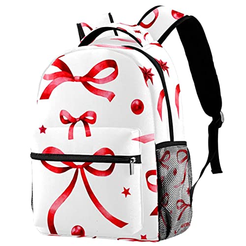 Sac à dos de voyage festif à nœuds rouges pour femme et homme