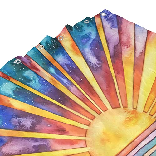 Ohocut Boho Bathroom, Abstract Colorful Sun Shower Curtain, Polyester Waterproof Fabric, 72”X72” #TOP6