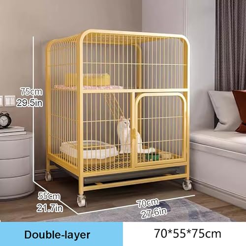 2-stöckiges DIY-Katzengehege – Indoor-Laufstall mit Metalldraht, Haustierkäfig auf Rädern, rollender Katzenkäfig für drinnen und draußen, für 1–2 Katzen, Kaninchen, Kleintiere (weiß, klein)
