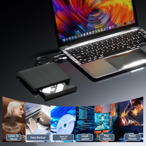 Unidad externa CD DVD USB 3.0 y Tipo C portátil miniatura 3