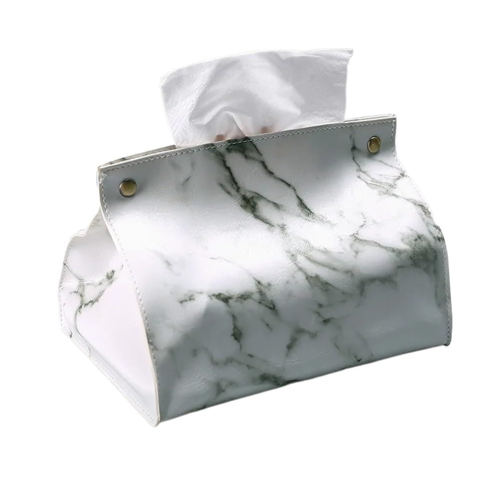 Tissue Case Paper Napkin Holder Box PU Leather Marble Pattern Kitchen Organiser Tissue Dispenser