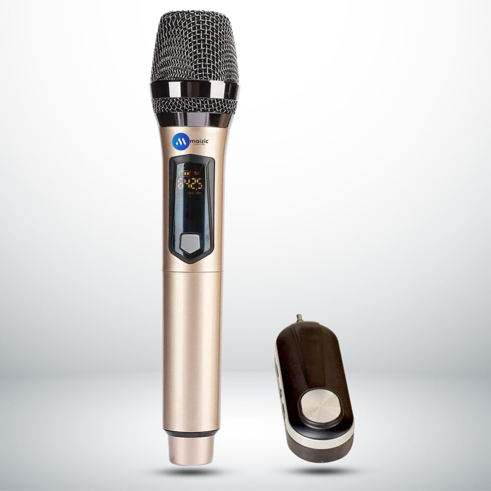 Maizic Smarthome Golden Wireless Condenser Mic, LED Display, Noise Reduction, Clear Audio, Portable, Transmitter Receiver, 3.5 mm Jack, Android/iOS Support-image-20