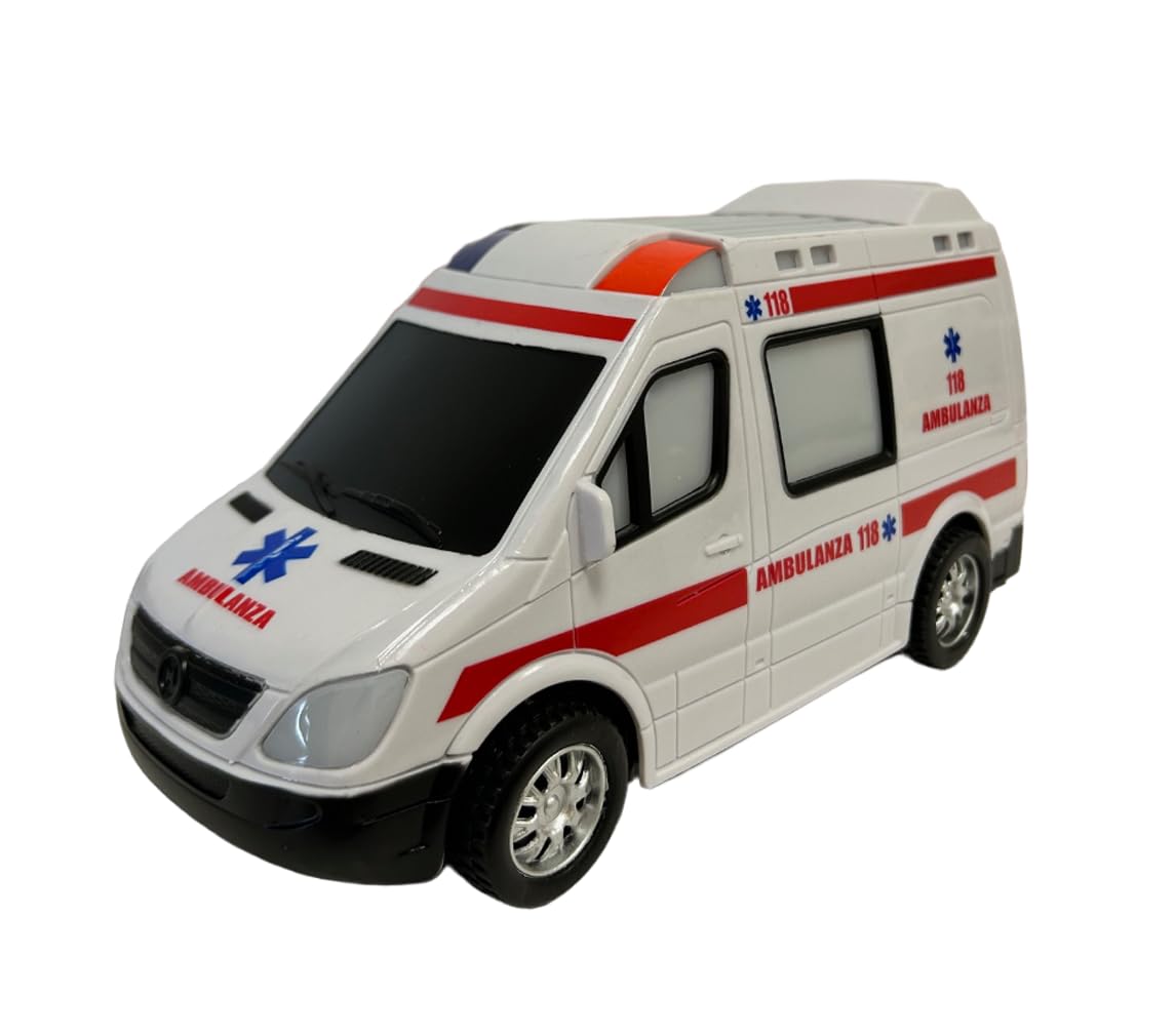 Ambulancia Juguete con Luces y Sonidos y Movimiento Misterio Bump & Go Ambulancia de Primeros Auxilios con Luces Sonidos, Ambulancia para niños, con Movimiento de Sirenas