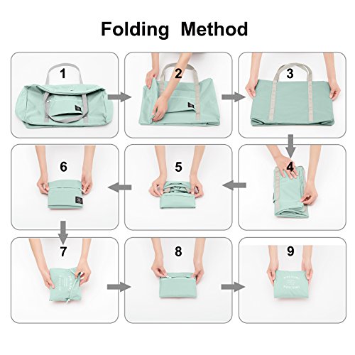 FUNFEL Foldable Travel Duffel Bag Tote Carry on Luggage Sports Water Resistant Nylon(II-Mint Green)