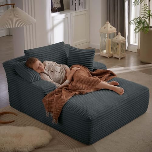 GNIXUU Oversized Chaise Lounge Chair Indoor, Comfy Fluffy Boneless Lounge Sofa Upholstered Sleeper...