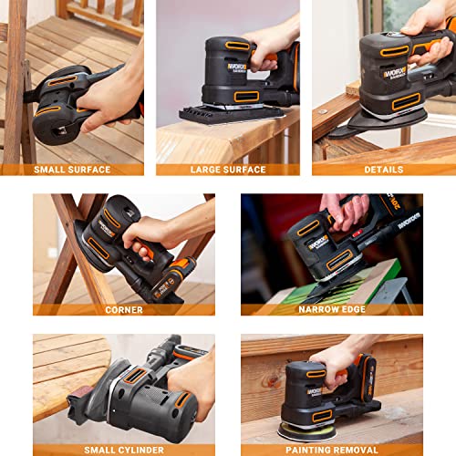 WORX WX820 Cordless Multi Sander, Power Share, 5in1 Orbital, Finishing, Detail, Contour and Finger Sander, Variable Speed, 5X Sanding Pads, 15x Sanding Paper, 1x 2Ah Battery Included, 18V (20V Max) 7 WORX WX820 Cordless Multi Sander, Power Share, 5in1 Orbital, Finishing, Detail, Contour and Finger Sander, Variable Speed, 5X Sanding Pads, 15x Sanding Paper, 1x 2Ah Battery Included, 18V (20V Max) - Image 7